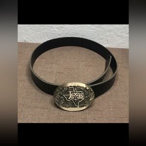 ADM Award Design Medals Texas Solid Brass Buckle Black Leather Belt Norman OK